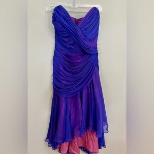 Vintage Lillie Rubin Ruched Purple Strapless Cocktail  Dress Size 4
